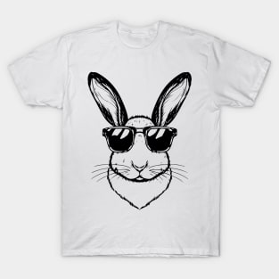 Bunny Face With Sunglasses For Boys Men Kids Easter Day T-Shirt